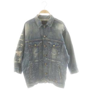オーバークラッシュ デニムジャケット ダメージ加工 M