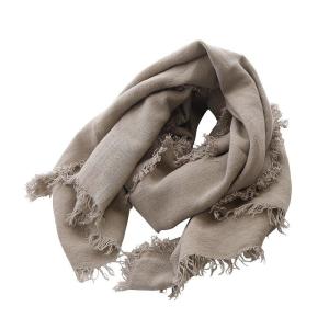 アソースメレ 大判 リネン フリンジ ストール ベージュ ロンハーマン