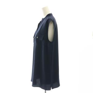 Theory 23SS Powder Crepe SL MLT Shirt シャツ ブラウス ノースリーブ M 紺 ネイビー