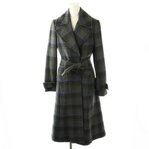 チェック柄 チェスターコート ロング 40 グレー /HK OS