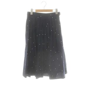 ドット プリーツスカート ロング 水玉 1 ネイビー ホワイト /ES OS