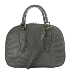 ミニヨンリザード ハンドバッグ ショルダーバッグ 2way 斜め掛け レザー グレー /YO12