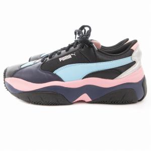 STORMY METALLIC スニーカー シューズ ロゴ 23.5cm 黒 ブラック ピンク 371412-01