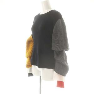 ドッキングスリーブ レイヤード風 ニット セーター 長袖 38 ドッキングスリーブ レイヤード風 ニット セーター 長袖 38