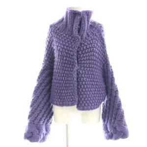ニットジャケット ショート丈 38 紫 パープル /AT OS