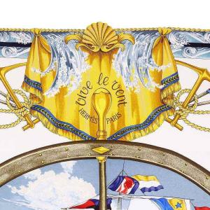 HERMES スカーフ カレ90 vive le vent 風よ吹け シルク ホワイト レッド /YO3 OH