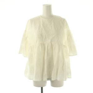 サンフラワージャカード ラッフルスリーブブラウス 半袖 36 白 ホワイト /SS OS