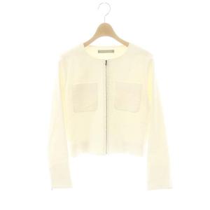 QUARTZ ROE ノーカラージャケット ジップアップ 総裏地 リネン混 40 オフホワイト /DO