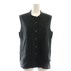 リネン ノースリーブ シャツ ブラウス 2 ブラック /DF OS