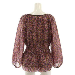 IENA LA BOUCLE 23SS フラワープリント ブラウス カットソー 長袖 茶 ブラウン ピンク /AT