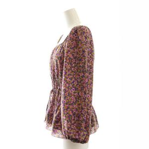 IENA LA BOUCLE 23SS フラワープリント ブラウス カットソー 長袖 茶 ブラウン ピンク /AT