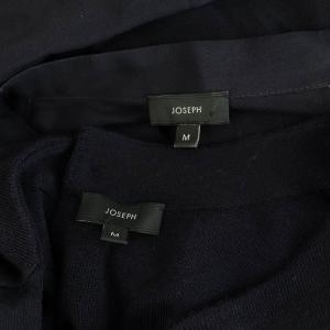 JOSEPH ジョゼフ ブラウスニットベストレイヤード 長袖 バンドカラー ノースリーブカットソー 切替 M ブラック