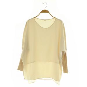 ジョーゼットコンビブラウス 長袖 ドルマンスリーブ ニット F ライトベージュ /MY OS