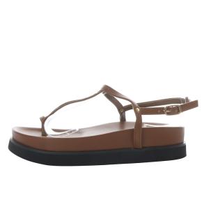 Tストラップサンダル プラットフォーム フェイクレザー 36 ブラウン /YO11