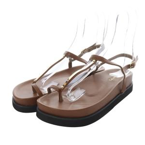 SHIPS Tストラップサンダル プラットフォーム フェイクレザー 36 ブラウン /YO11