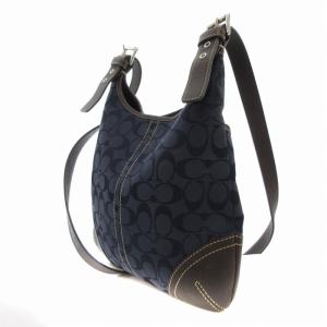 COACH F11193 シグネチャー ショルダーバッグ 斜め掛け クロスボディ キャンバス レザー 青 ブルー /FT