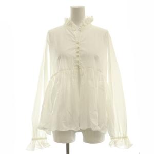 24AW ライトタフタ ショートギャザーブラウス 長袖 フリル F 白 ホワイト 24051900131030