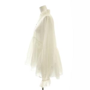 IENA 24AW ライトタフタ ショートギャザーブラウス 長袖 フリル F 白 ホワイト 24051900131030