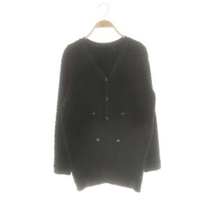 24AW ツイードバイカラーニットカーディガン 36 黒 /MI OS