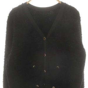 GRACE CONTINENTAL 24AW ツイードバイカラーニットカーディガン 36 黒 /MI OS