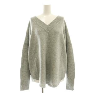 SUPER GEELONG Vネックプルオーバーニット セーター 長袖 グレー /DF OS SH