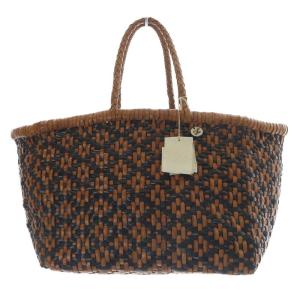 メッシュレザー編み ハンドバッグ ブラウン