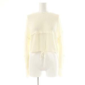 グランジ加工ティアードニット セーター 長袖 クロップド XS オフホワイト /ES OS