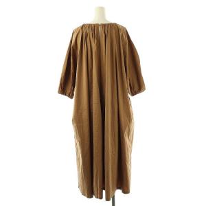08sircus ギャザーロングワンピース 五分袖 プルオーバー 1 ブラウン /CX OS