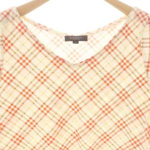 BURBERRY LONDON チェック Vネック 半袖 カットソー 2 白 ホワイト 赤 レッド /AT OS