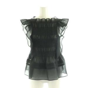 FRAY I.D オーガンザフリルシャーリングブラウス ノースリーブ 0 黒 ブラック /AT OS