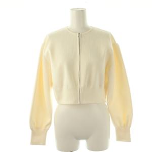 23AW ブローチ付きニットブルゾン ジャケット ショート 36 オフホワイト /DO OS