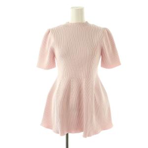 24SS ハーフスリーブペプラムニットプルオーバー カットソー 五分袖 36 ピンク /DO OS