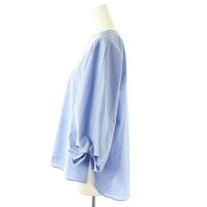 green label relaxing 24SS ブラウス デザインタック 7分袖 スモークブルー /ES OS