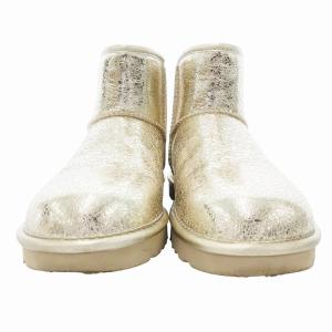UGG CLASSIC MINI METALLIC SPARKLE ショートブーツ ボア 24cm ゴールドカラー