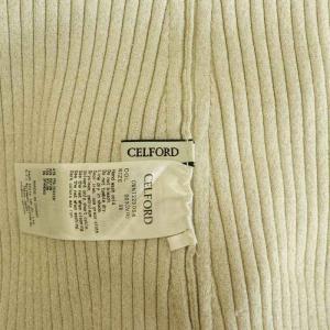 CELFORD レース編み付き長袖ニットプルオーバー リブ カットソー ボトルネック ラメ 38 ベージュ /MY OS