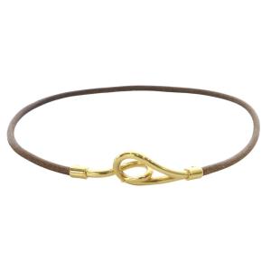 HERMES ジャンボ レザー チョーカー 2重ブレスレット ブラウン /YO20 OH