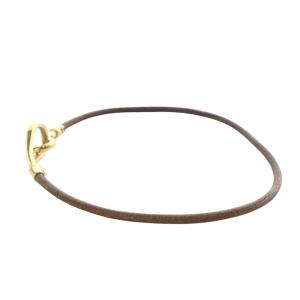 HERMES ジャンボ レザー チョーカー 2重ブレスレット ブラウン /YO20 OH