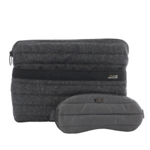 クラッチバッグ セカンドバッグ アイマスク セット グレー /YO17