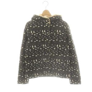 ブラック black 総柄 キルティング ショートコート 中綿 M 黒 白 /MI OS