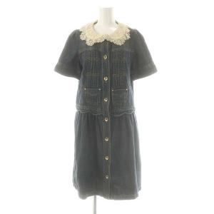 デニムワンピース レース衿付き M 青 /MI OS