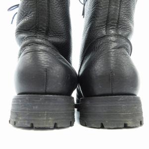 ショートブーツ シューズ レースアップ 裏起毛 レザー 41 黒