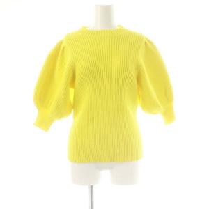 ボリュームスリーブニット セーター 五分袖 M イエロー /DF OS