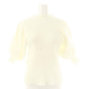 ボリュームスリーブニット セーター 七分袖 M オフホワイト /DO OS