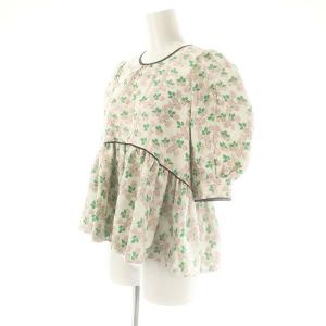 SEVEN TEN by MIHO KAWAHITO 小花ジャガードブラウス プルオーバー 五分袖 S マルチカラー /DF OS