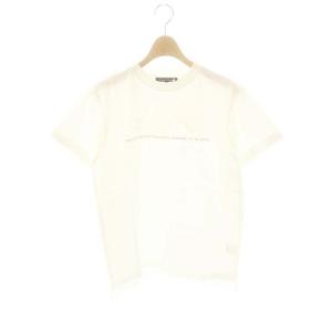 ロゴプリントTシャツ カットソー 半袖 ロールアップ 36 ホワイト ピンク /ES OS