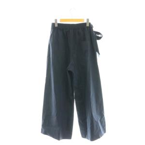 SLOBE IENA 25SS リネン混リボンパンツ ワイド 38 紺 /MI OS