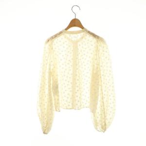 IENA 24AW Mi Trefle シアーギャザーブラウス ロングスリーブ バンドカラー F アイボリー /DO