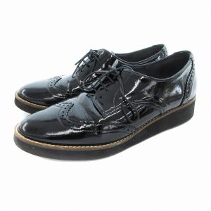 24SS アツゾコオックス レースアップシューズ ウイングチップ エナメル 23.5 黒 ブラック /AE