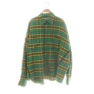 TOF-SH-M02 チェック柄ジップ長袖シャツ 4 緑 黄色 赤 黒 /MI OS SH ユニセックス