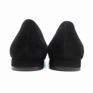 PAULE KA ローヒールパンプス シューズ リボン スエード ポインテッドトゥ 37 黒 ブラック /AE SH